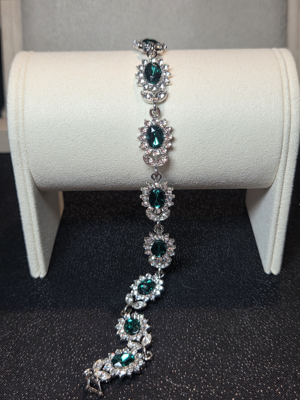 Emerald Green Teardrop CZ Halo Bracelet - Women Jewelry